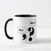 Vragen Mark en Comma Wait What? Mok (Links)