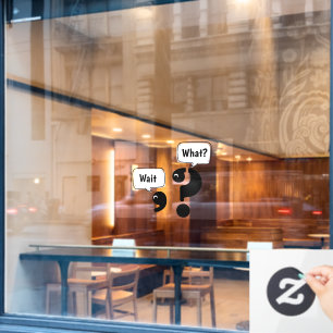 Vragen Mark en Comma Wait What? Raamsticker