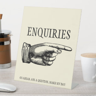 Vragen -  Victoriaans aanwijsvinger Reclamebord Met Voetstuk