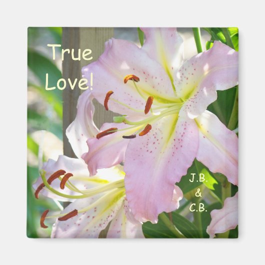 Vrai Amour ! aimant Nom Initiales Fleurs de Lys Ro (Devant)