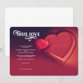 Vrai Amour, Deux Cœurs, Faire-Part de Mariage Roug (Devant / Derrière)