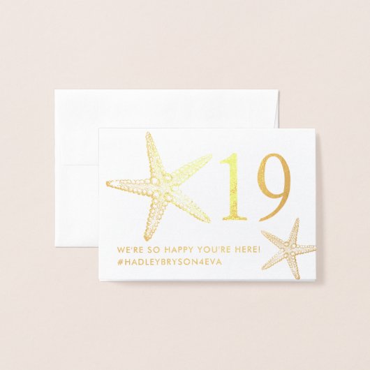 VRAI FOIL Elegant Plage Starfish Numéro de table (Derrière avec enveloppe)