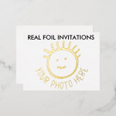 VRAI FOIX PHOTO Enfants Invitations de fête OR (Recto/Verso)
