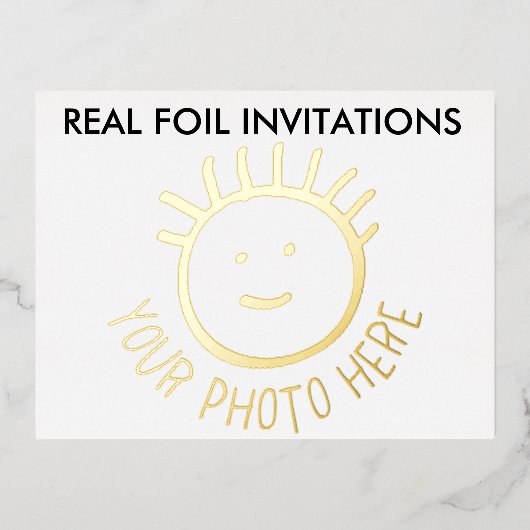 VRAI FOIX PHOTO Enfants Invitations de fête OR (Recto)