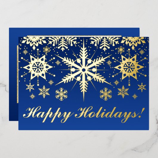 VRAI Gold Foil Joyeuses vacances avec Snowflakes F (Recto/Verso)