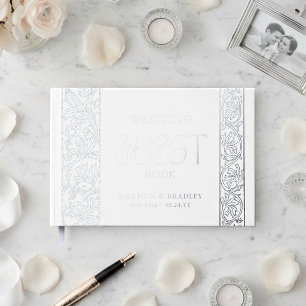 Vrai Mariage Blanc Floral Vintage Feuille D'argent