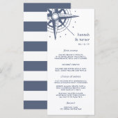 Vrai Nord | Carte de menu Mariage de boussole naut (Devant / Derrière)