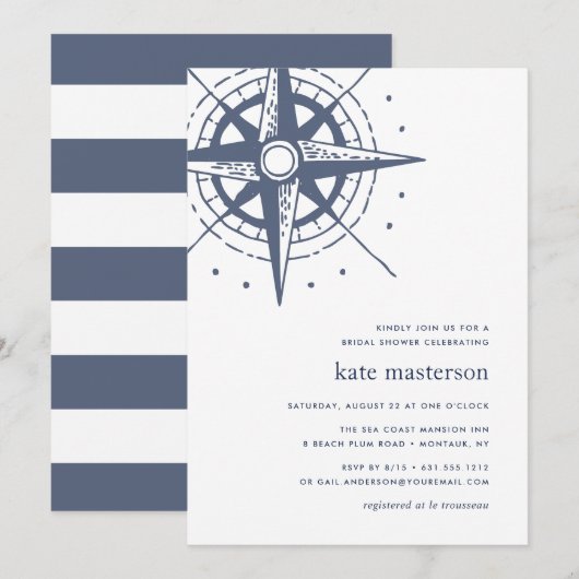 Vrai Nord | Invitation Nautique De Douche Nautique (Devant / Derrière)