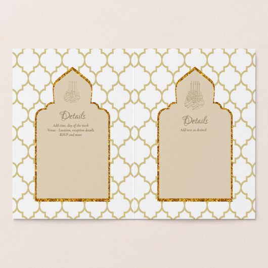VRAI or Foil Faire-part de mariage islamique NIKAH (Intérieur)