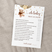Vrai Ou Faux Faits Baby shower Partie Carte de jeu
