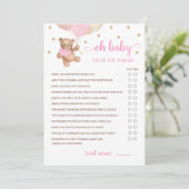Vrai Ou Faux Faits Baby shower Partie Carte de jeu (Debout devant)