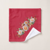 Vrai rouge avec Roses de pêche (Gant de toilette)