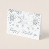 VRAI Silver Foil Snowflakes Bonne carte de vacance (Devant)
