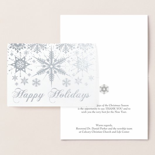 VRAI Silver Foil Snowflakes Bonne carte de vacance (Affichage)