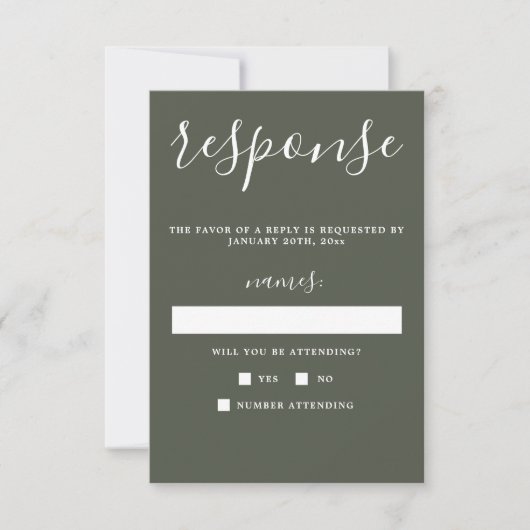 Vrai Simplicité 1 Camo Green Mariage minimal RSVP (Devant)
