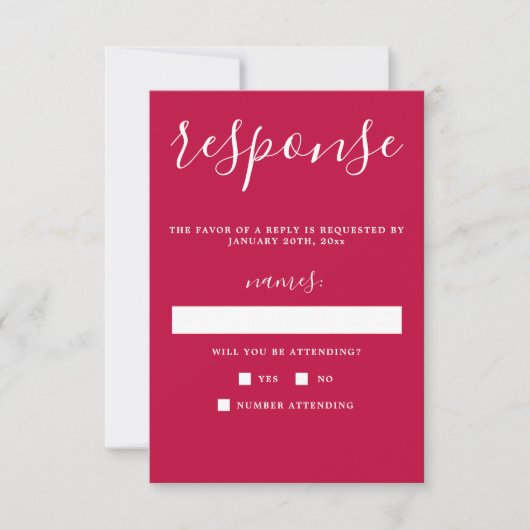 Vrai Simplicité 1 Framboise Mariage minimal RSVP (Devant)