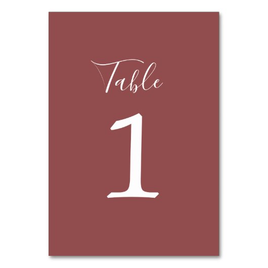 Vrai Simplicité 1 Mariage Marsala Numéro de table (Dos)