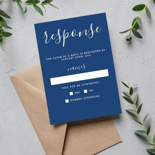 Vrai Simplicité 1 Vrai Bleu Minimum Mariage RSVP