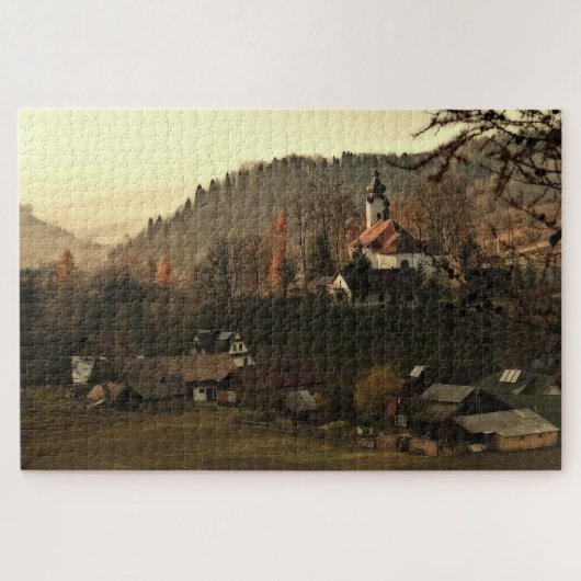 Vraiment difficile Jigsaw Puzzles Village d'automn (Horizontal)