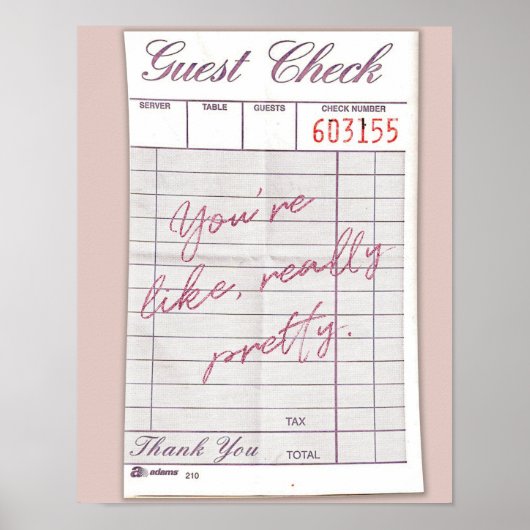 Vraiment jolie affiche de chèque d'invité (Devant)