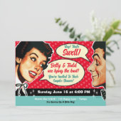 Vraiment Rétro Couples Douche Invitation - rouge (Debout devant)