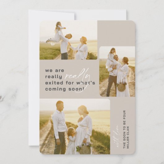 Vraiment Sortie Faire-part de Grossesse Beige (Devant)