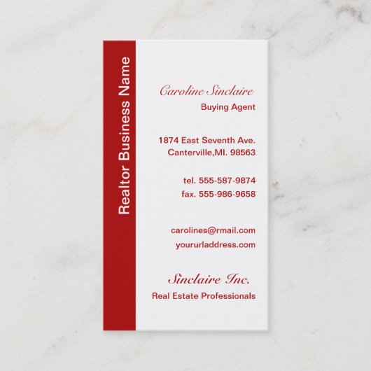 Vrais cartes de visite rouges frais d'agent (Devant)
