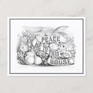 Vrede aan dit huis Currier & Ives Lithograph Briefkaart