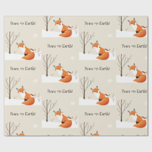 Vrede Aarde Minimalistische Vos Vogel Dier Cadeaupapier
