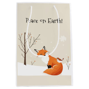 Vrede Aarde Minimalistische Vos Vogel Dier Medium Cadeauzakje