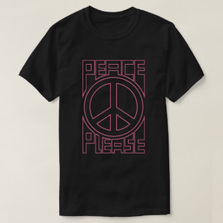 Vrede Alsjeblieft Roze Omlijning Lettering T-shirt