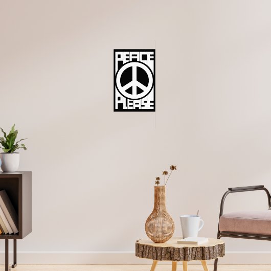 Vrede Alsjeblieft Witte Lettering Poster (Woonkamer 3)