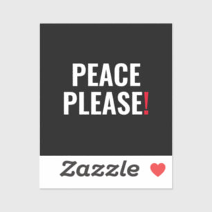 Vrede alsjeblieft zwart-wit rode tekst anti-oorlog sticker