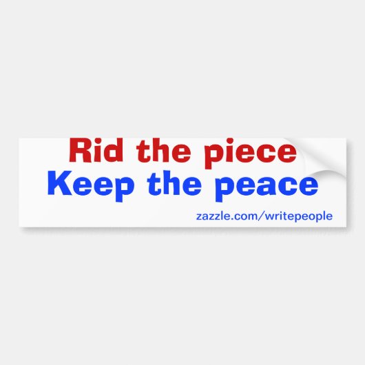 Vrede bewaren bumpersticker (Voorkant)