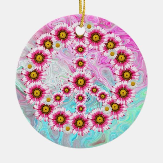 Vrede bloemen porseleinen ornament (Voorkant)