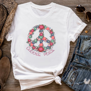 Vrede bloemenretro Boho-inspiratie T-shirt