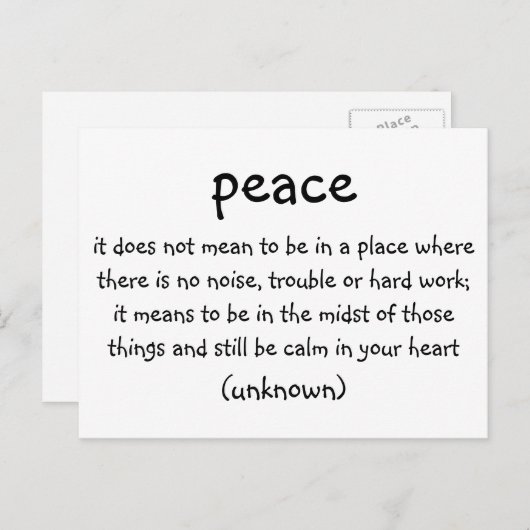 vrede briefkaart (Voorkant / Achterkant)