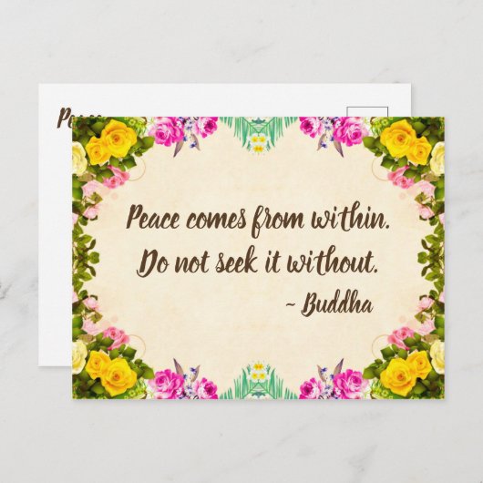 Vrede Briefkaart - Boeddha Citaat (Voorkant / Achterkant)