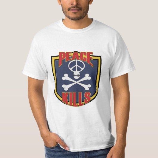 Vrede doodt militair patch t-shirt (Voorkant)