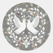 Vrede duiven op bladeren ronde sticker (Voorkant)
