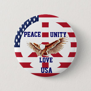 Vrede, Eenheid, Liefde, USA_Button Ronde Button 5,7 Cm