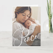 Vrede | Elegant script en foto kerst Feestdagen Kaart (Voorkant)