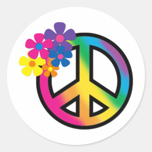 Vrede en bloemen ronde sticker