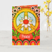 Vrede en Liefde Daisy Hippie Boho Originele Groet Kaart (Gele Bloem)