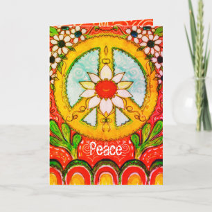 Vrede en Liefde Daisy Hippie Boho Originele Groet Kaart