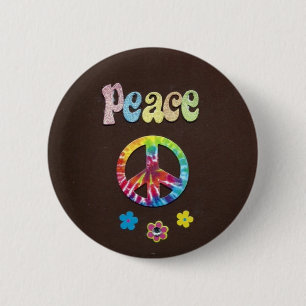 Vrede en liefde, de zestig. ronde button 5,7 cm