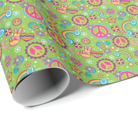 Vrede en liefde, Hippie Wrapping Paper Cadeaupapier (Rol Hoek)