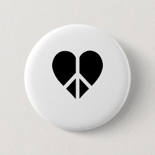Vrede en liefde in één hart ronde button 5,7 cm