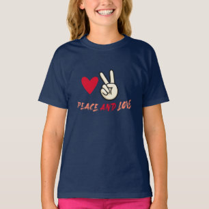 Vrede en Liefde Meisjes T-Shirt Hartelijk Hart e
