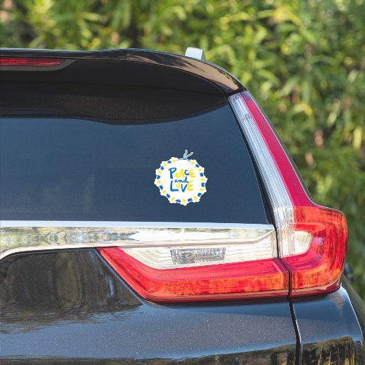 Vrede en liefde Oekraïne - Bloem Wreath Vinyl Sticker (Auto Zijkant)
